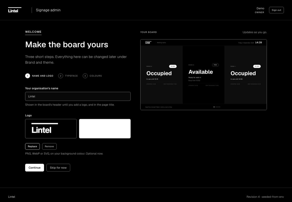 First run: make the board yours, step one of three, the board previewed beside it